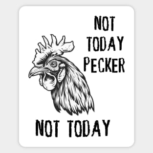 Rooster - Not Today Pecker, Not Today (with Black Lettering) Sticker